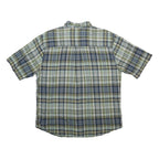 WOOLRICH Mens Blue Green Plaid Short Sleeve Cotton Shirt L Casual Summer