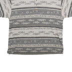 NORTH RIVER Mens Grey & Cream Patterned Short Sleeve Polo Shirt L Cotton Blend