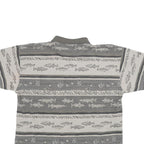 NORTH RIVER Mens Grey & Cream Patterned Short Sleeve Polo Shirt L Cotton Blend