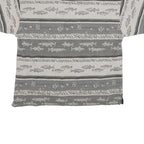 NORTH RIVER Mens Grey & Cream Patterned Short Sleeve Polo Shirt L Cotton Blend