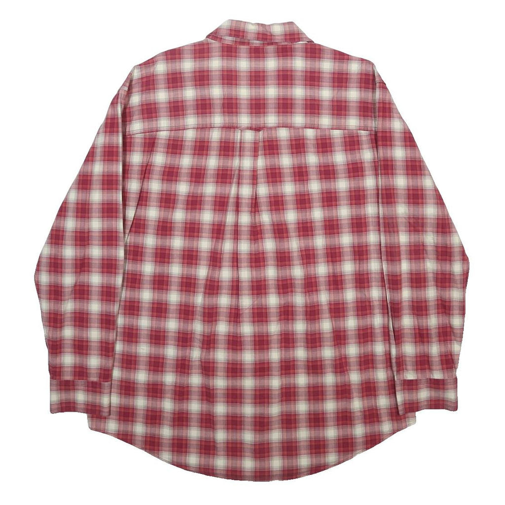 CHAPS Mens Red & Cream Plaid Cotton Shirt L Casual Long Sleeve Button Collar