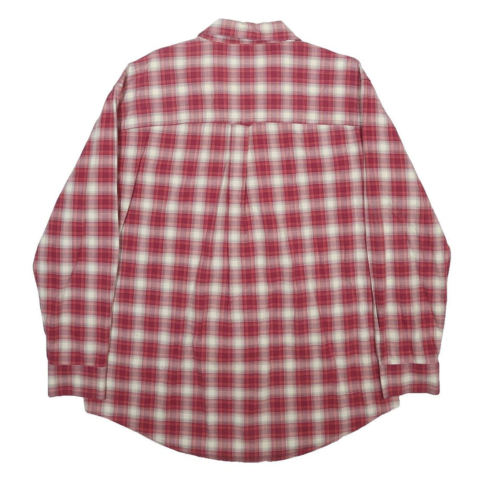 CHAPS Mens Red & Cream Plaid Cotton Shirt L Casual Long Sleeve Button Collar