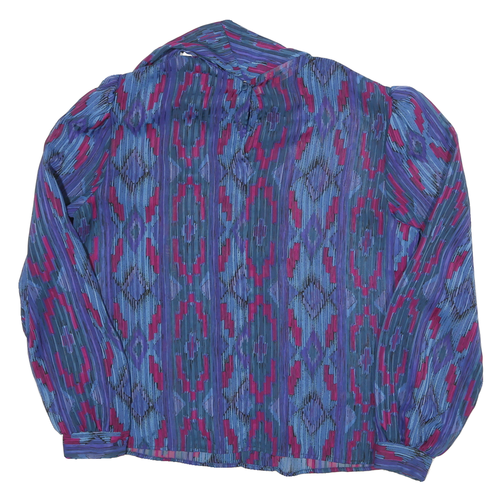 SOPHISTICATES Womens Blue & Pink Printed Blouse Long Sleeve Collared M Stylish