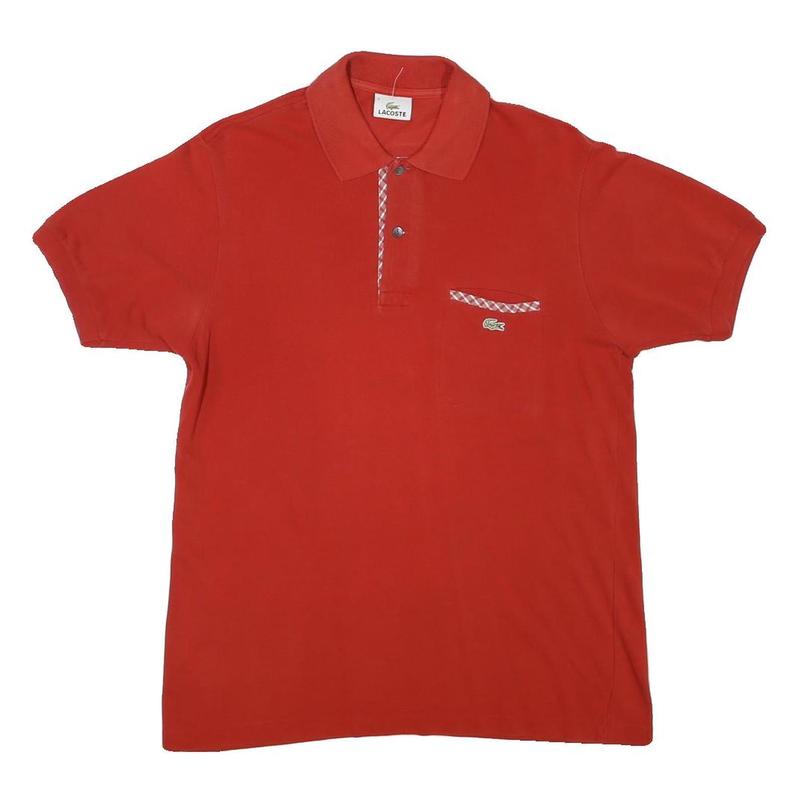 LACOSTE Mens Red Polo Shirt S Cotton Blend Short Sleeve Plain with Chest Pocket