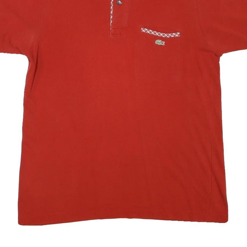 LACOSTE Mens Red Polo Shirt S Cotton Blend Short Sleeve Plain with Chest Pocket