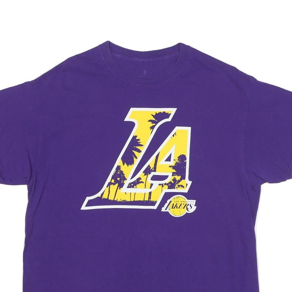 FANATICS Mens Purple Yellow LA Los Angeles Lakers Graphic T-Shirt L Short Sleeve
