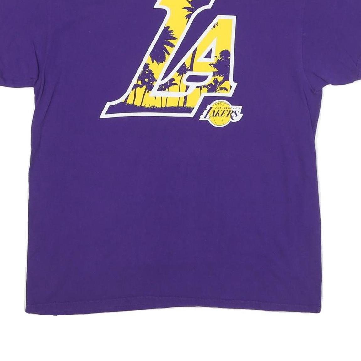 FANATICS Mens Purple Yellow LA Los Angeles Lakers Graphic T-Shirt L Short Sleeve