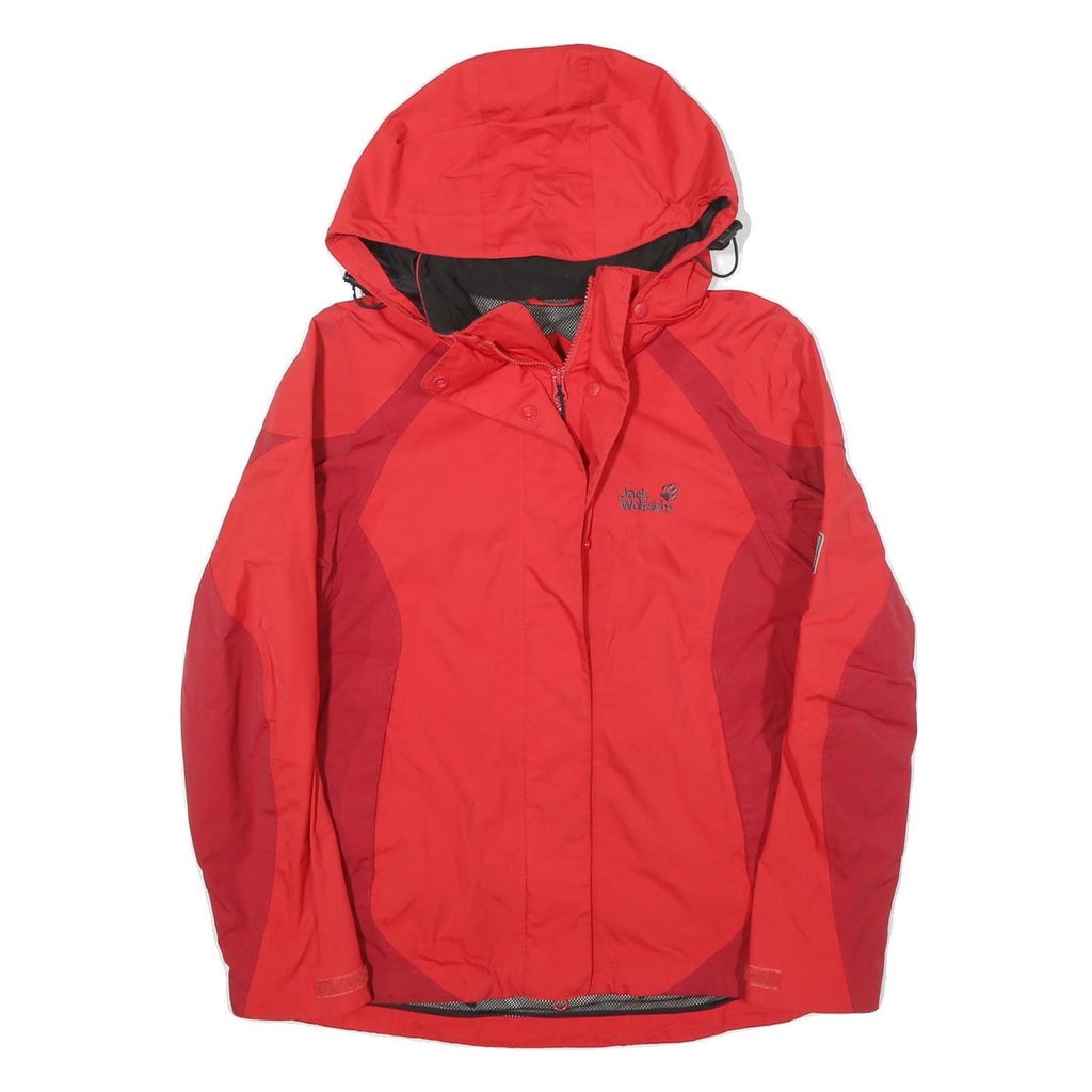 JACK WOLFSKIN Womens Red & Burgundy Outdoor Jacket M Polyester Blend Zip Hooded