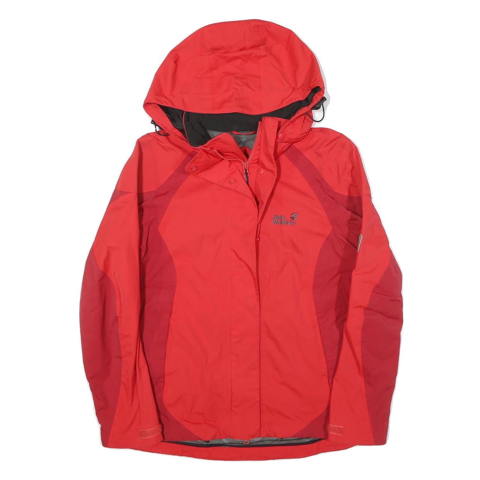 JACK WOLFSKIN Womens Red & Burgundy Outdoor Jacket M Polyester Blend Zip Hooded