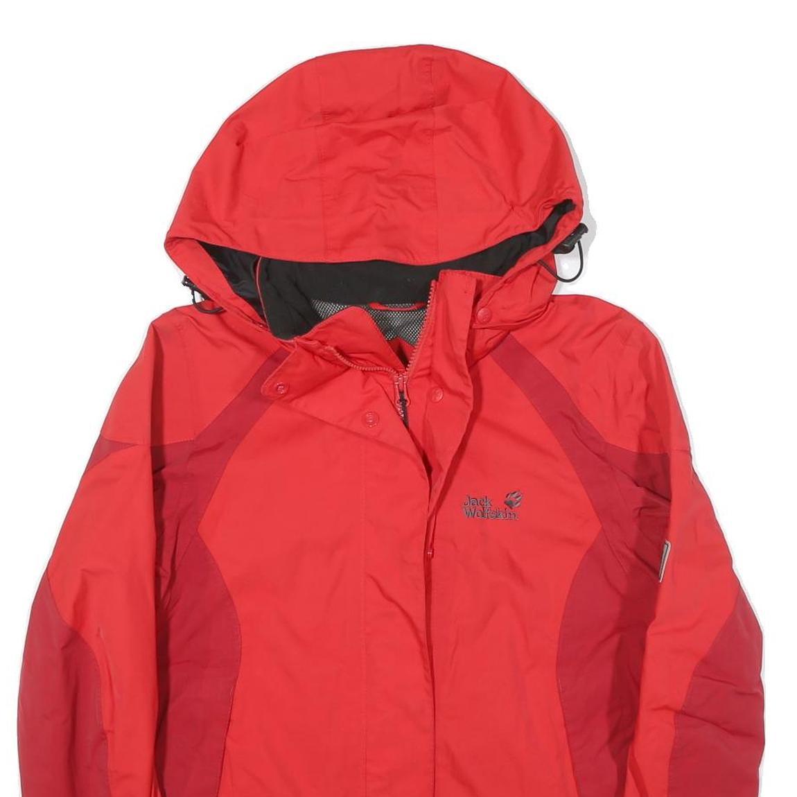 JACK WOLFSKIN Womens Red & Burgundy Outdoor Jacket M Polyester Blend Zip Hooded