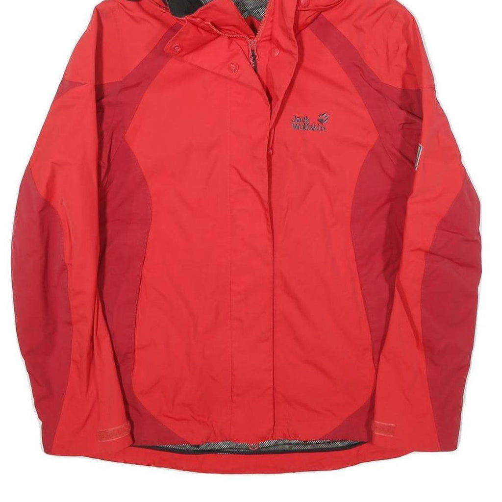JACK WOLFSKIN Womens Red & Burgundy Outdoor Jacket M Polyester Blend Zip Hooded