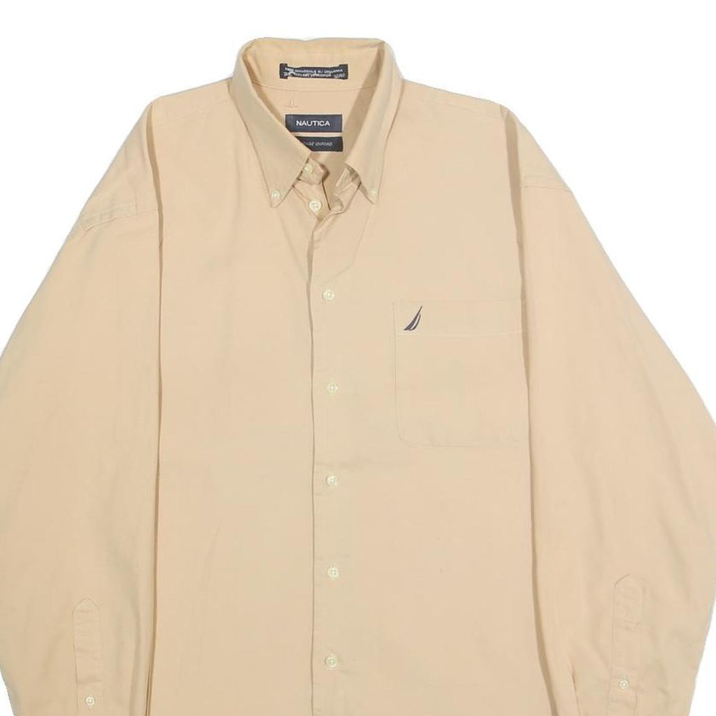 NAUTICA Mens Beige Cotton Shirt M Classic Button-Down Long Sleeve Casual