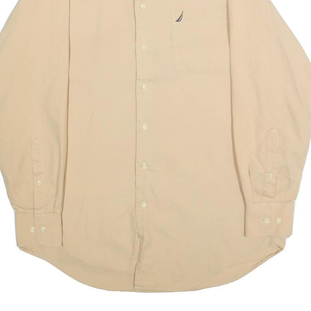 NAUTICA Mens Beige Cotton Shirt M Classic Button-Down Long Sleeve Casual