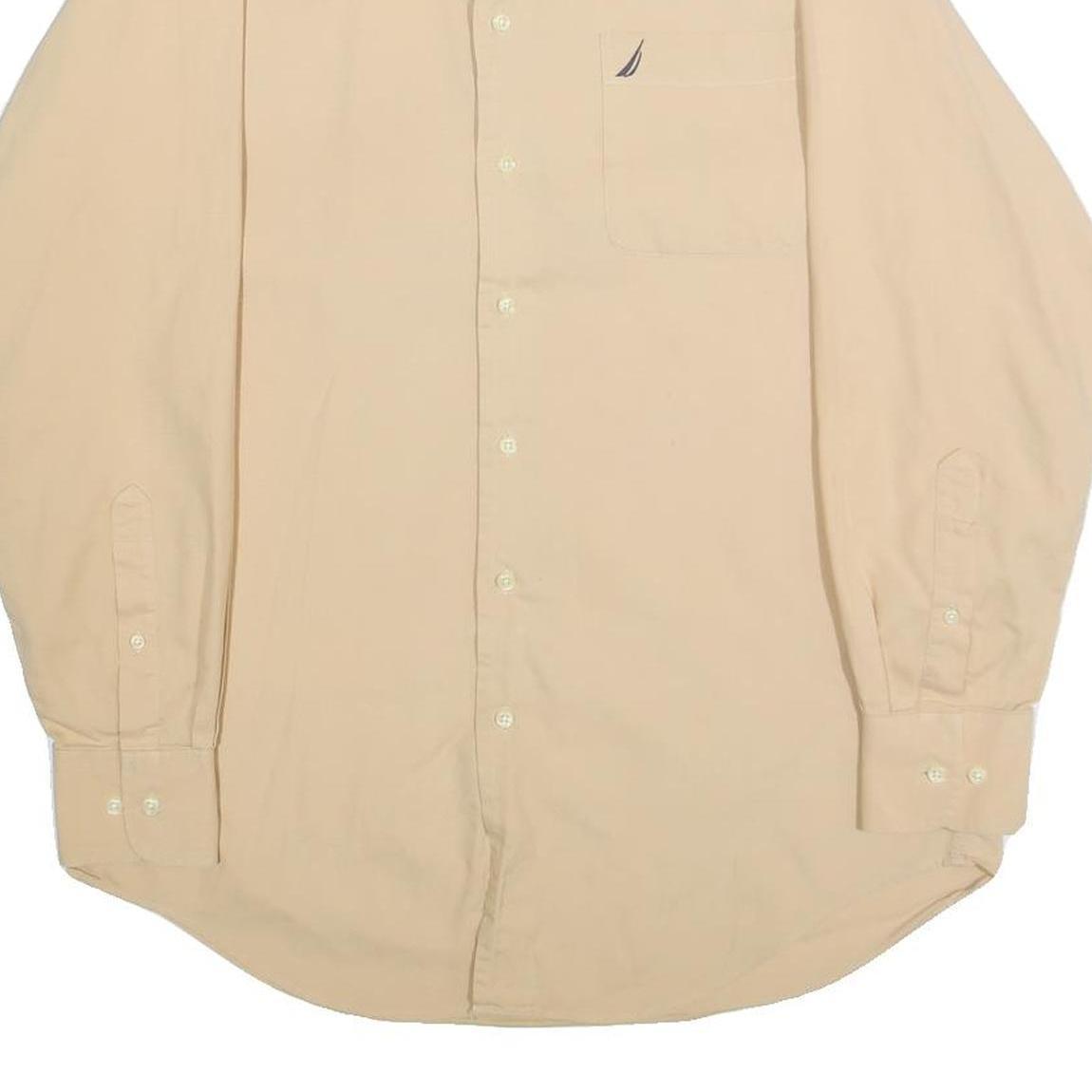 NAUTICA Mens Beige Cotton Shirt M Classic Button-Down Long Sleeve Casual