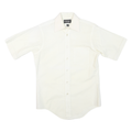 CHALLENGER Mens White Short Sleeve Shirt M Polyester Blend Classic Button Front