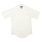 CHALLENGER Mens White Short Sleeve Shirt M Polyester Blend Classic Button Front