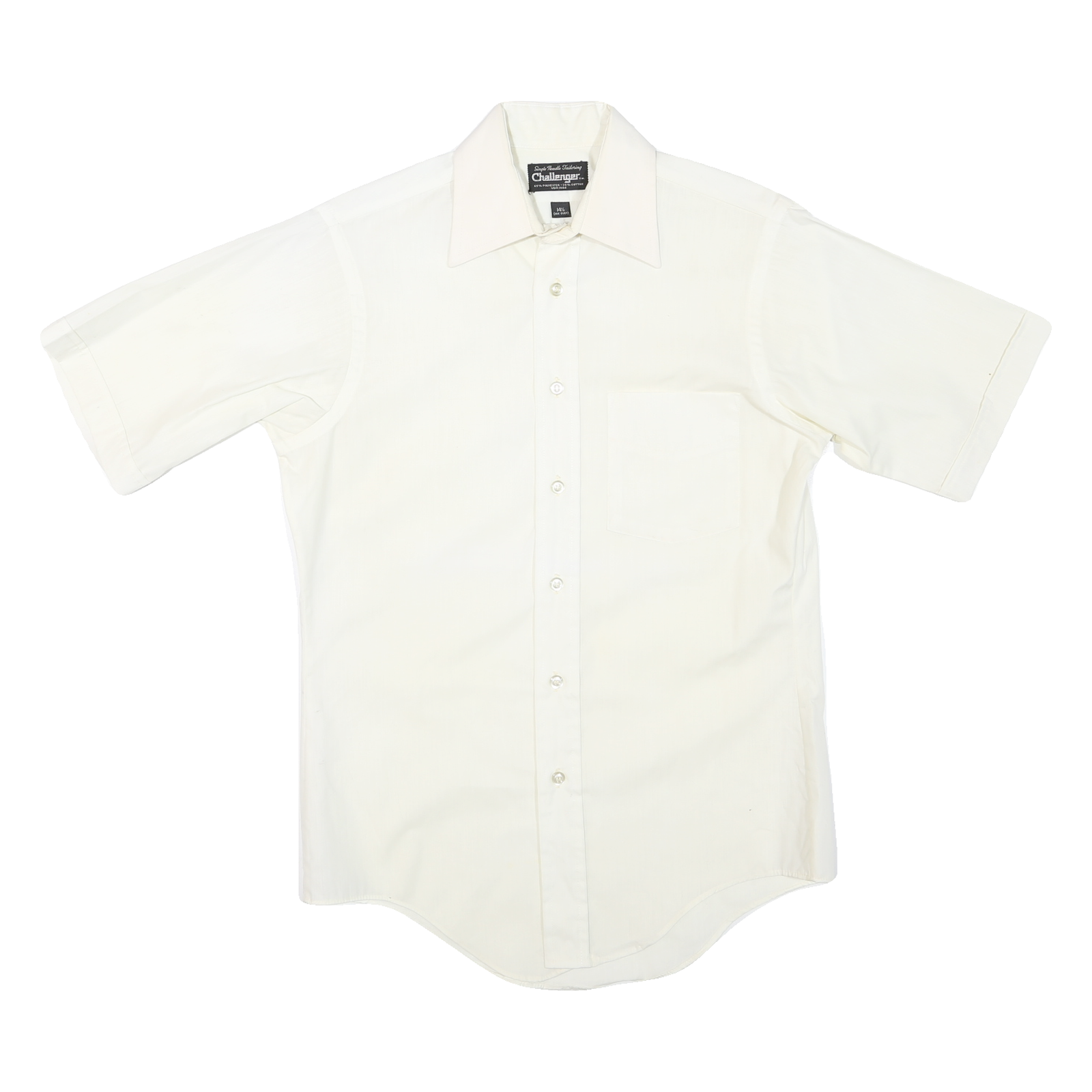 CHALLENGER Mens White Short Sleeve Shirt M Polyester Blend Classic Button Front