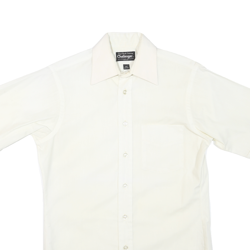 CHALLENGER Mens White Short Sleeve Shirt M Polyester Blend Classic Button Front