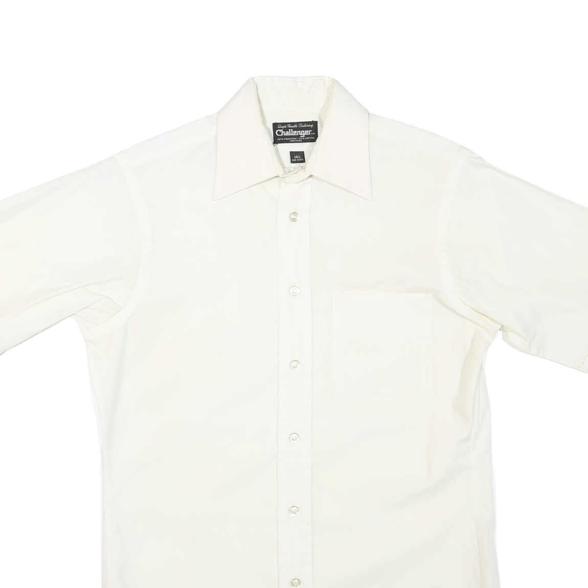 CHALLENGER Mens White Short Sleeve Shirt M Polyester Blend Classic Button Front