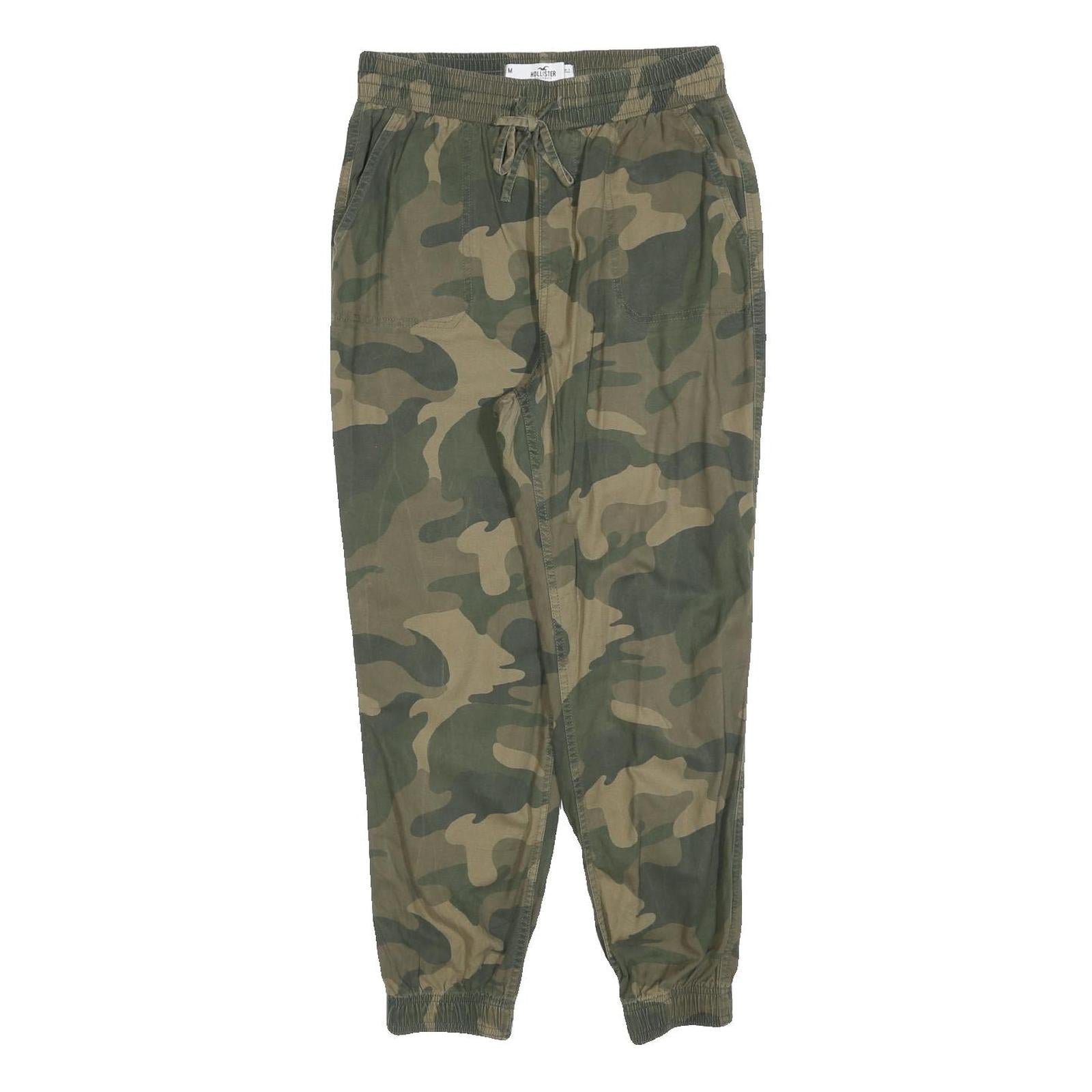 HOLLISTER Womens Cotton Blend Green Camouflage Slim Drawstring Trousers W30 L26