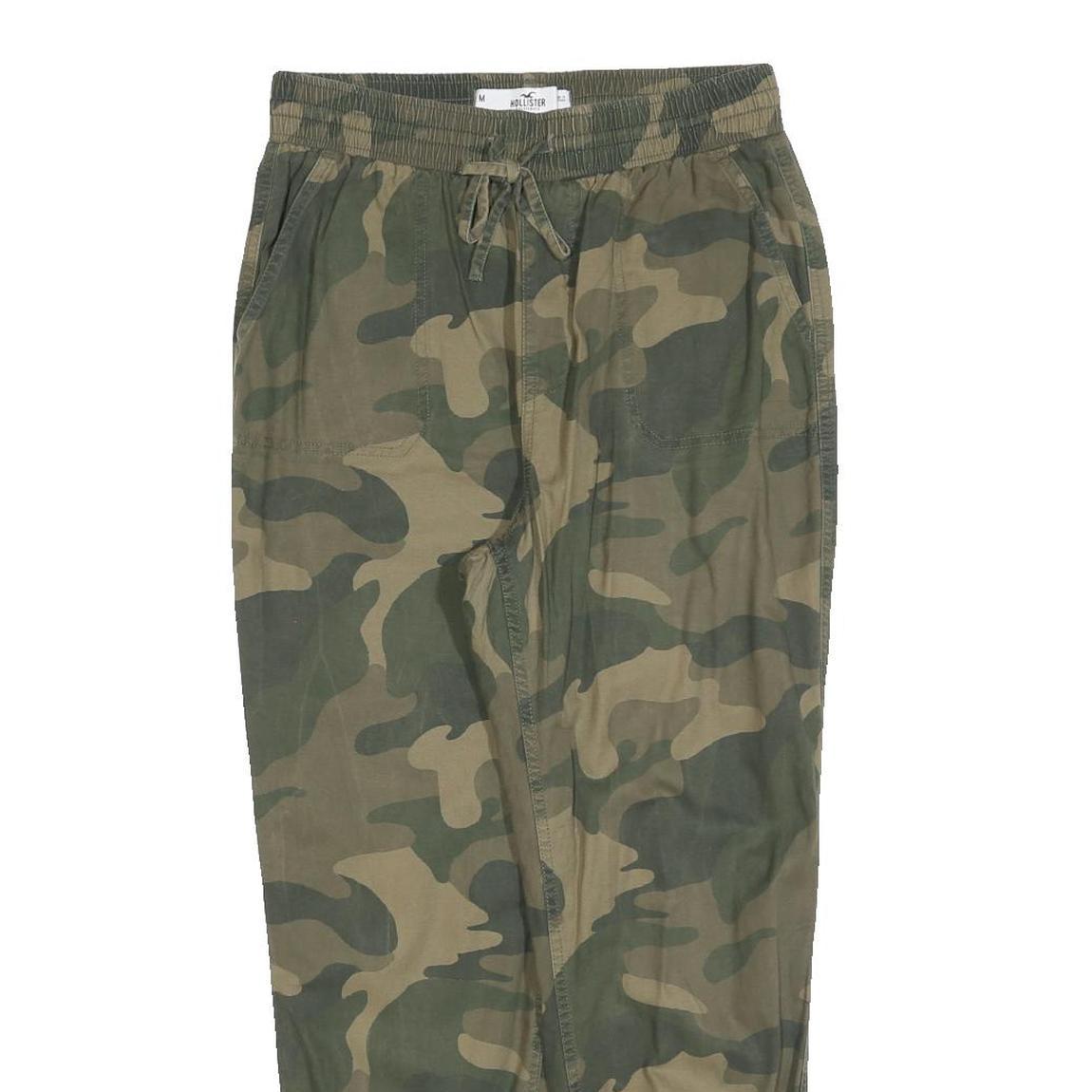 HOLLISTER Womens Cotton Blend Green Camouflage Slim Drawstring Trousers W30 L26