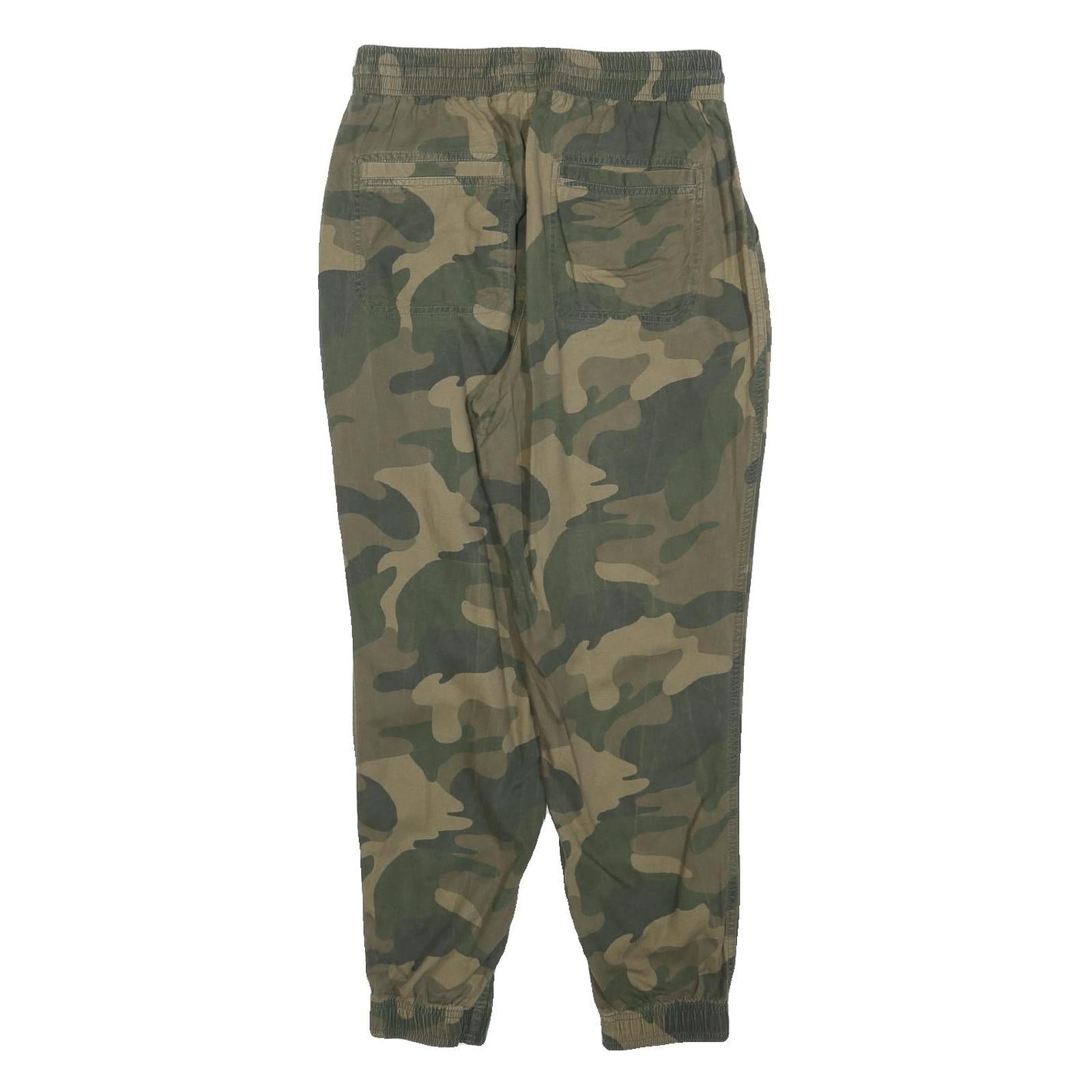 HOLLISTER Womens Cotton Blend Green Camouflage Slim Drawstring Trousers W30 L26