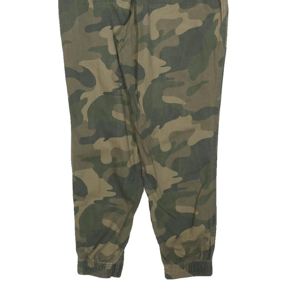 HOLLISTER Womens Cotton Blend Green Camouflage Slim Drawstring Trousers W30 L26