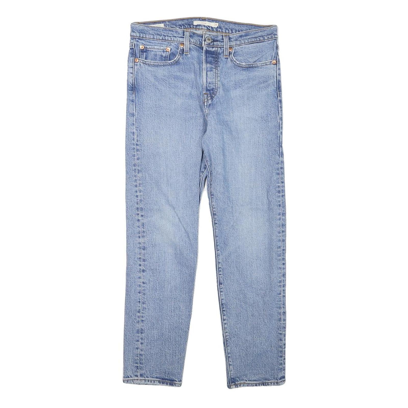 LEVI'S Womens Slim Blue Denim Plain Slim Jeans W28 L26 Classic Cotton Blend Zip