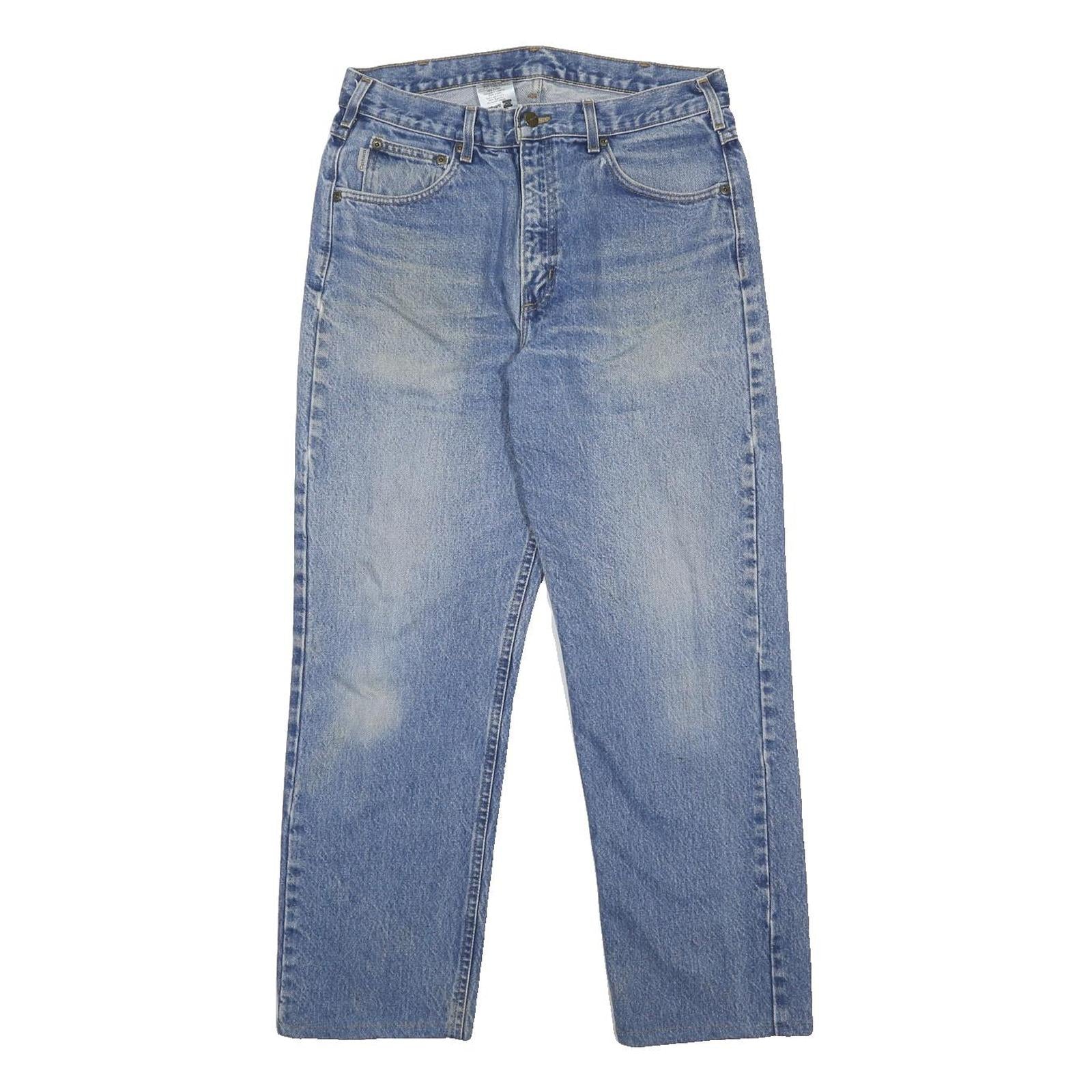 CARHARTT Mens Regular Fit Blue Denim Jeans W31 L29 Classic Cotton Zip Closure