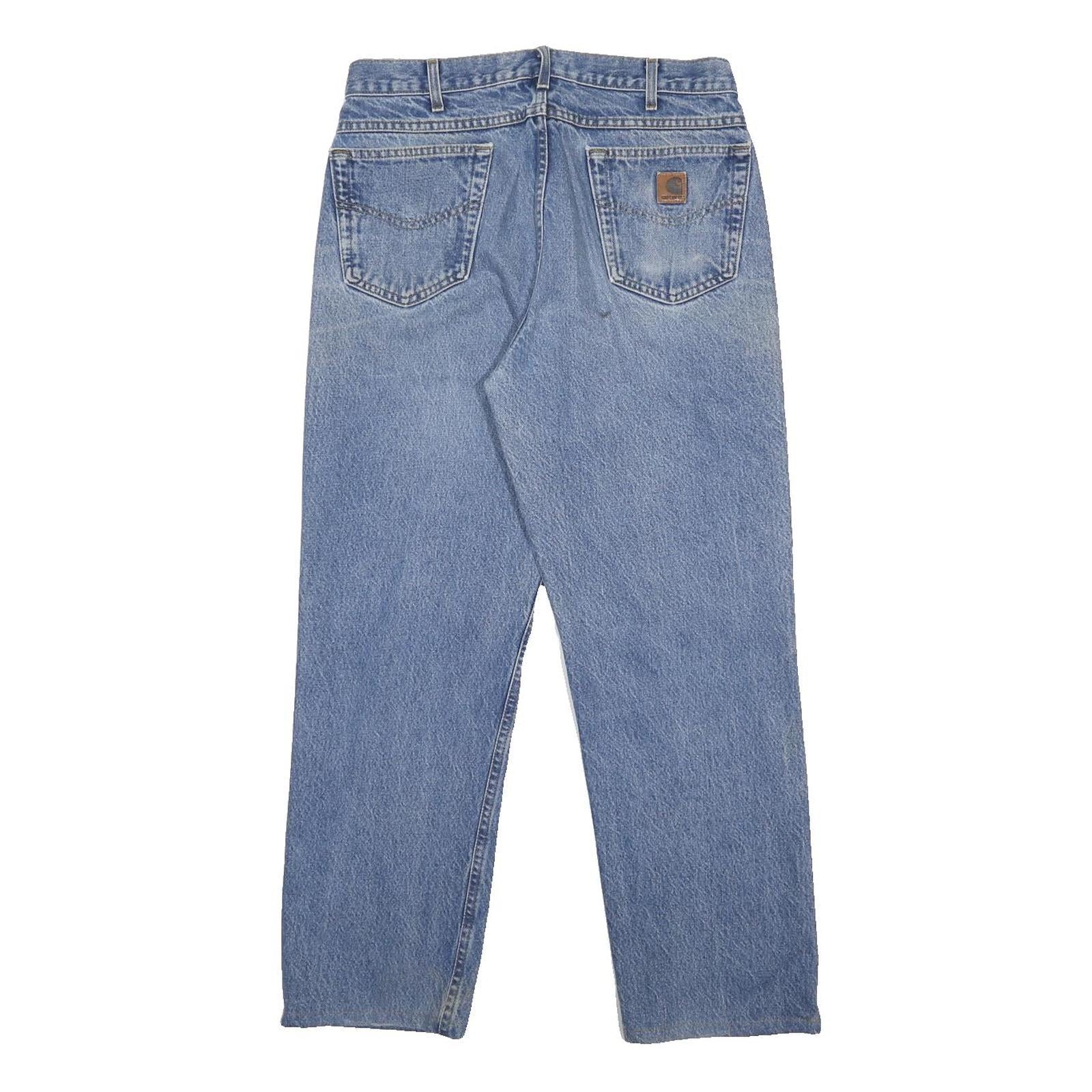 CARHARTT Mens Regular Fit Blue Denim Jeans W31 L29 Classic Cotton Zip Closure