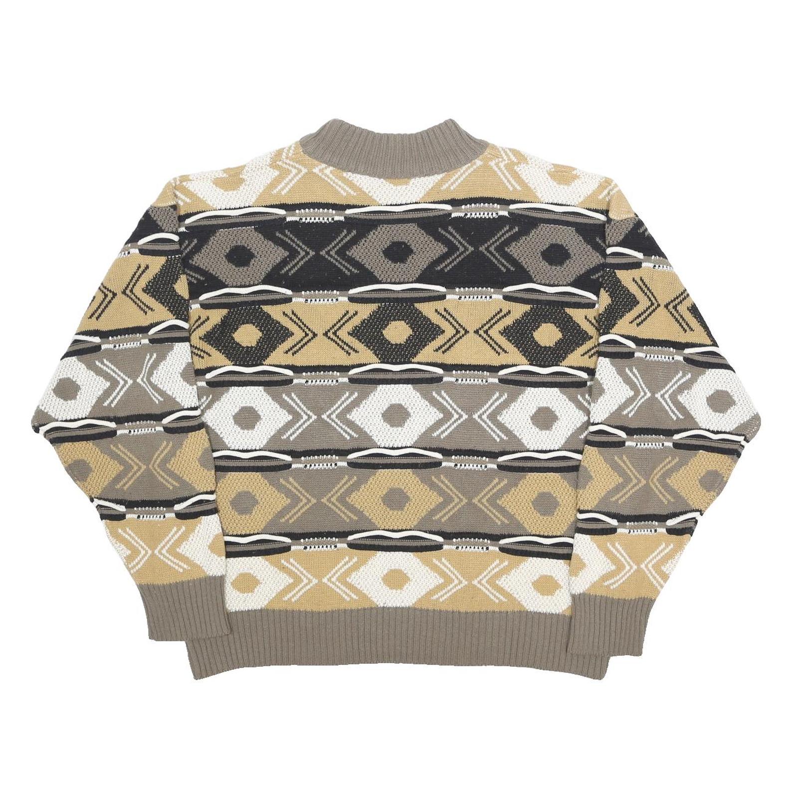 PRIVATE STOCK Mens Beige & Brown Patterned Jumper Round Neck Basic Knit L Casual