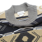 PRIVATE STOCK Mens Beige & Brown Patterned Jumper Round Neck Basic Knit L Casual