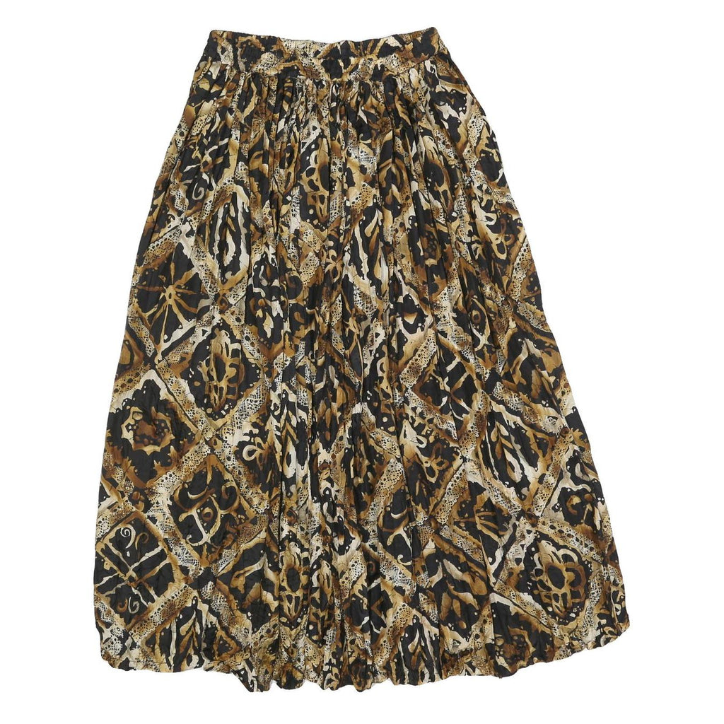 CAROLE LITTLE Womens Black & Brown Printed Pleated Midi Polyester Skirt M