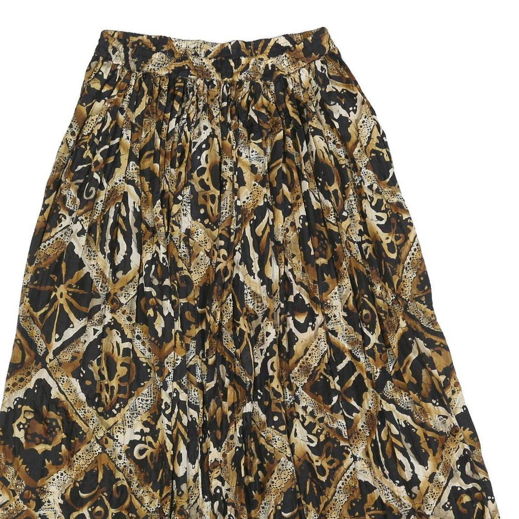 CAROLE LITTLE Womens Black & Brown Printed Pleated Midi Polyester Skirt M