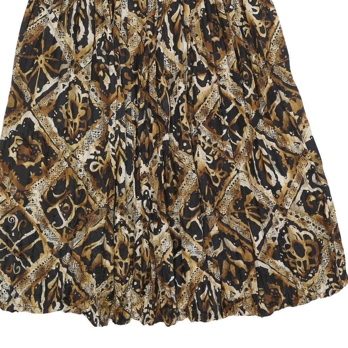 CAROLE LITTLE Womens Black & Brown Printed Pleated Midi Polyester Skirt M