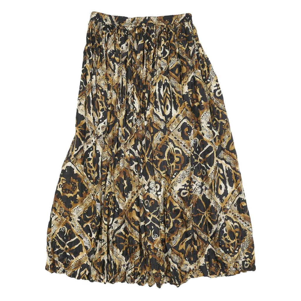 CAROLE LITTLE Womens Black & Brown Printed Pleated Midi Polyester Skirt M