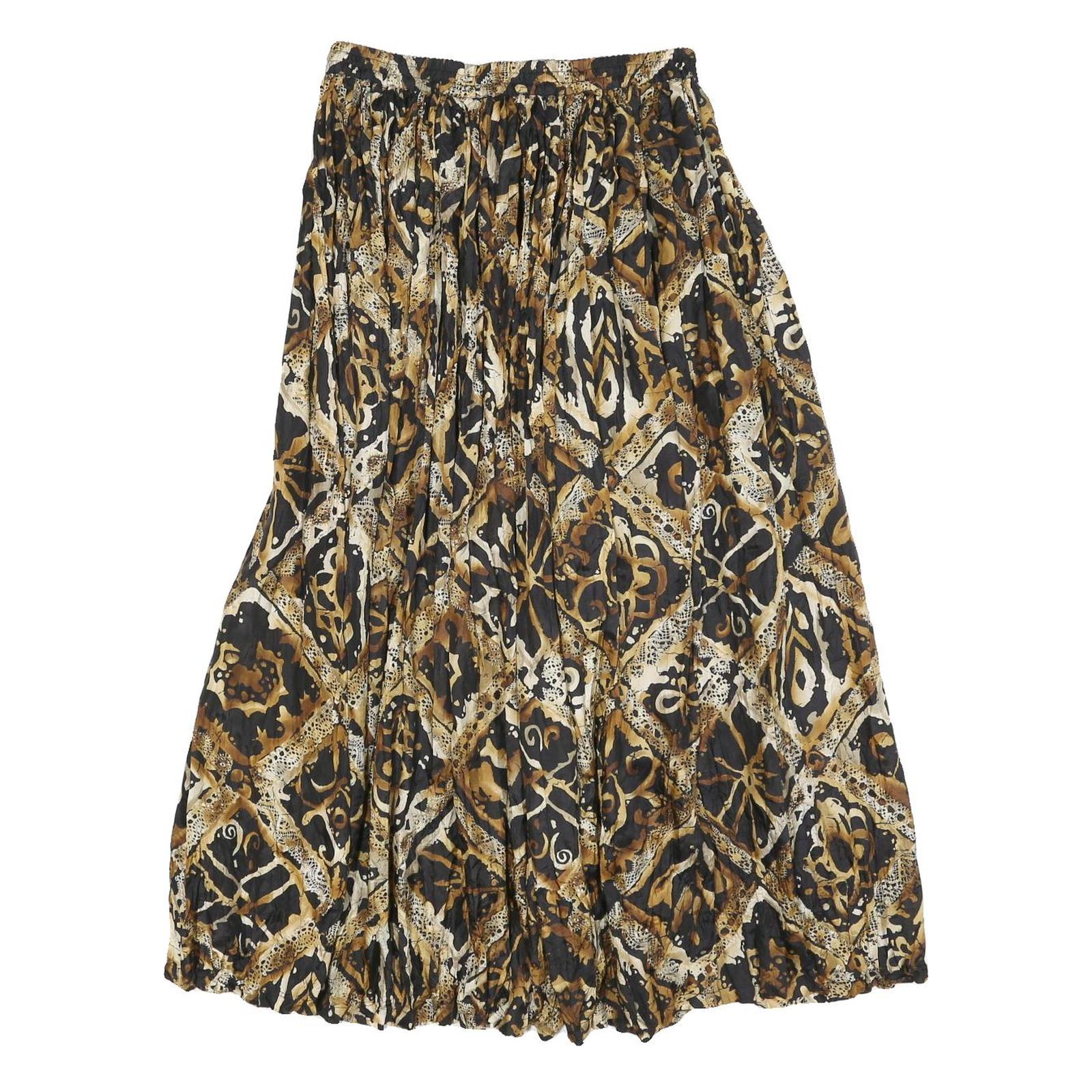 CAROLE LITTLE Womens Black & Brown Printed Pleated Midi Polyester Skirt M