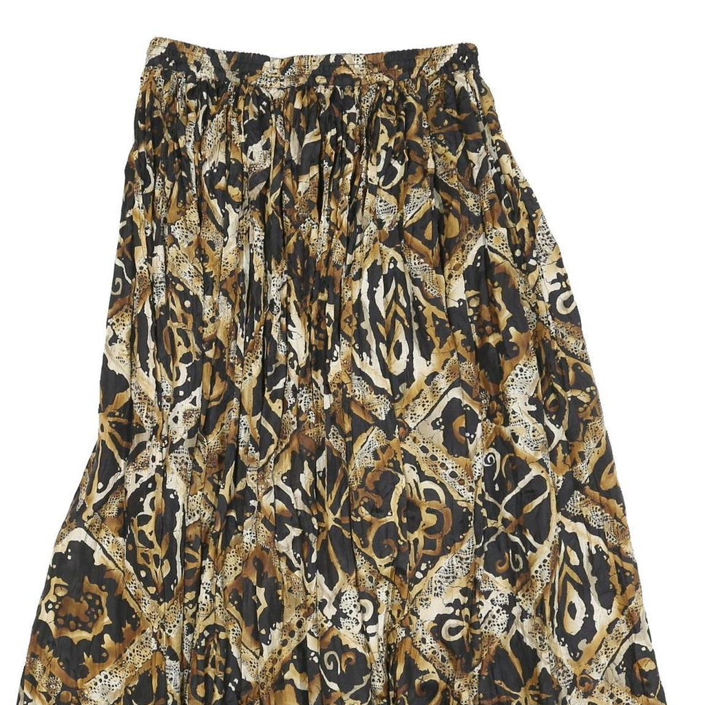 CAROLE LITTLE Womens Black & Brown Printed Pleated Midi Polyester Skirt M