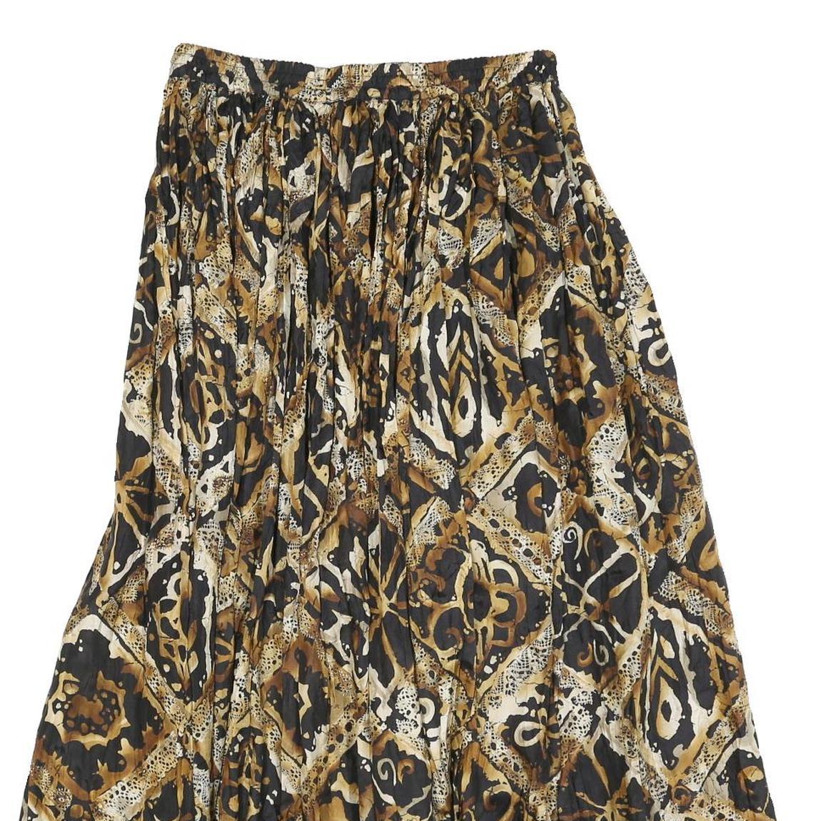 CAROLE LITTLE Womens Black & Brown Printed Pleated Midi Polyester Skirt M