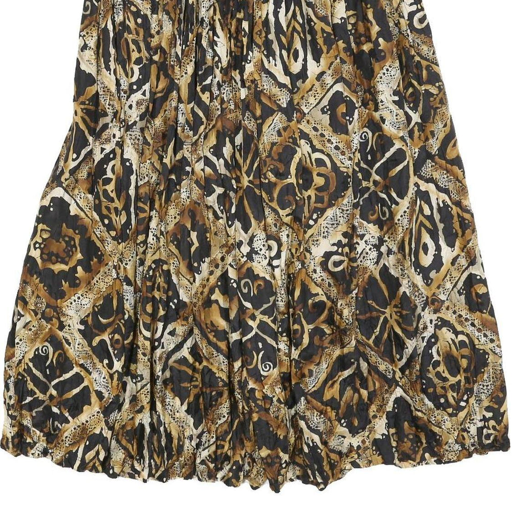 CAROLE LITTLE Womens Black & Brown Printed Pleated Midi Polyester Skirt M