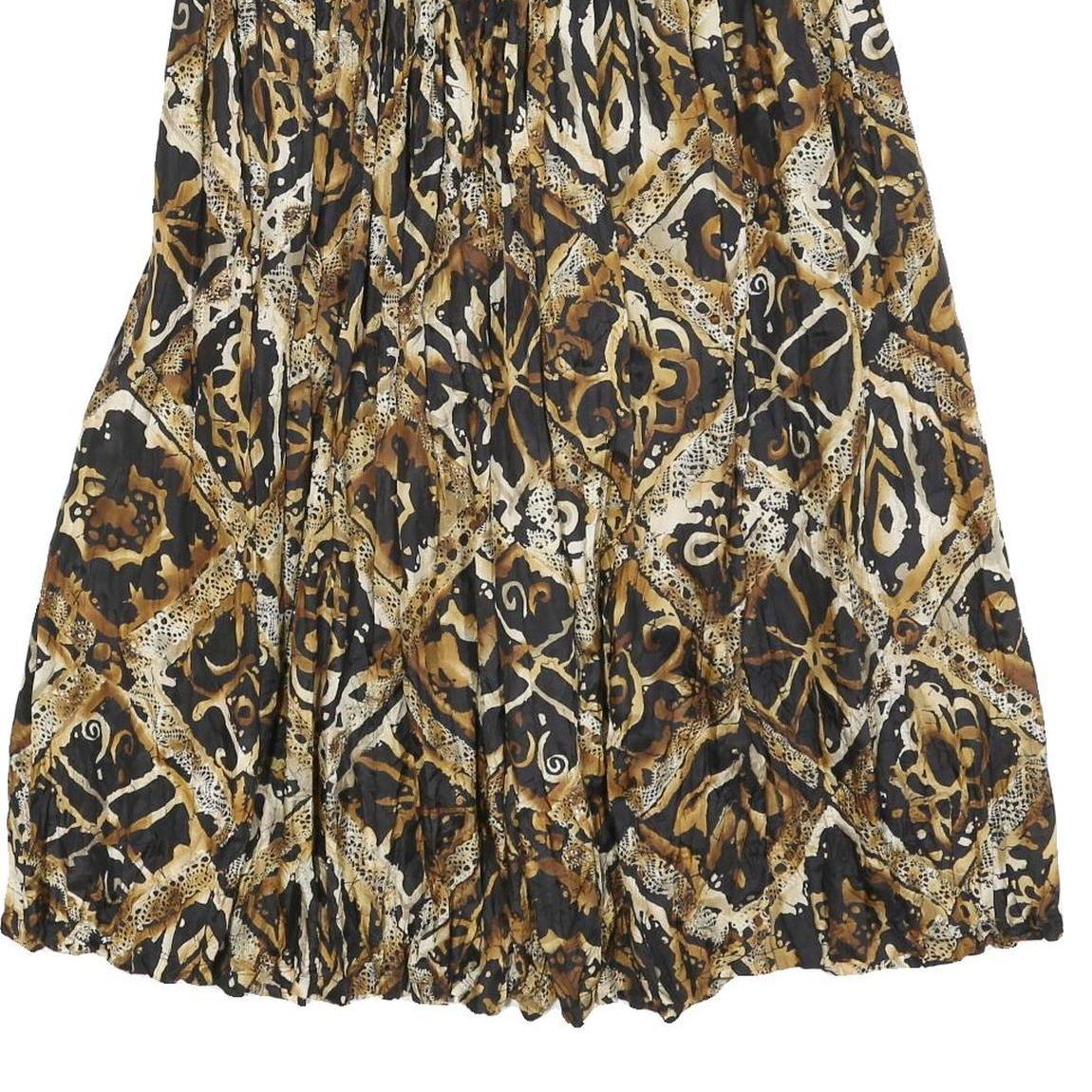 CAROLE LITTLE Womens Black & Brown Printed Pleated Midi Polyester Skirt M