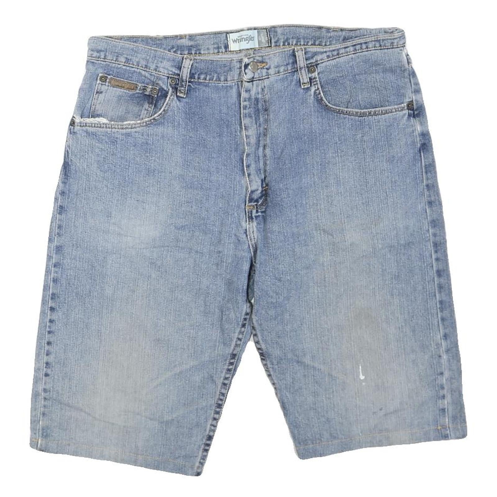 WRANGLER Mens Denim Blue Casual Shorts L W38 Cotton Blend Zip Closure