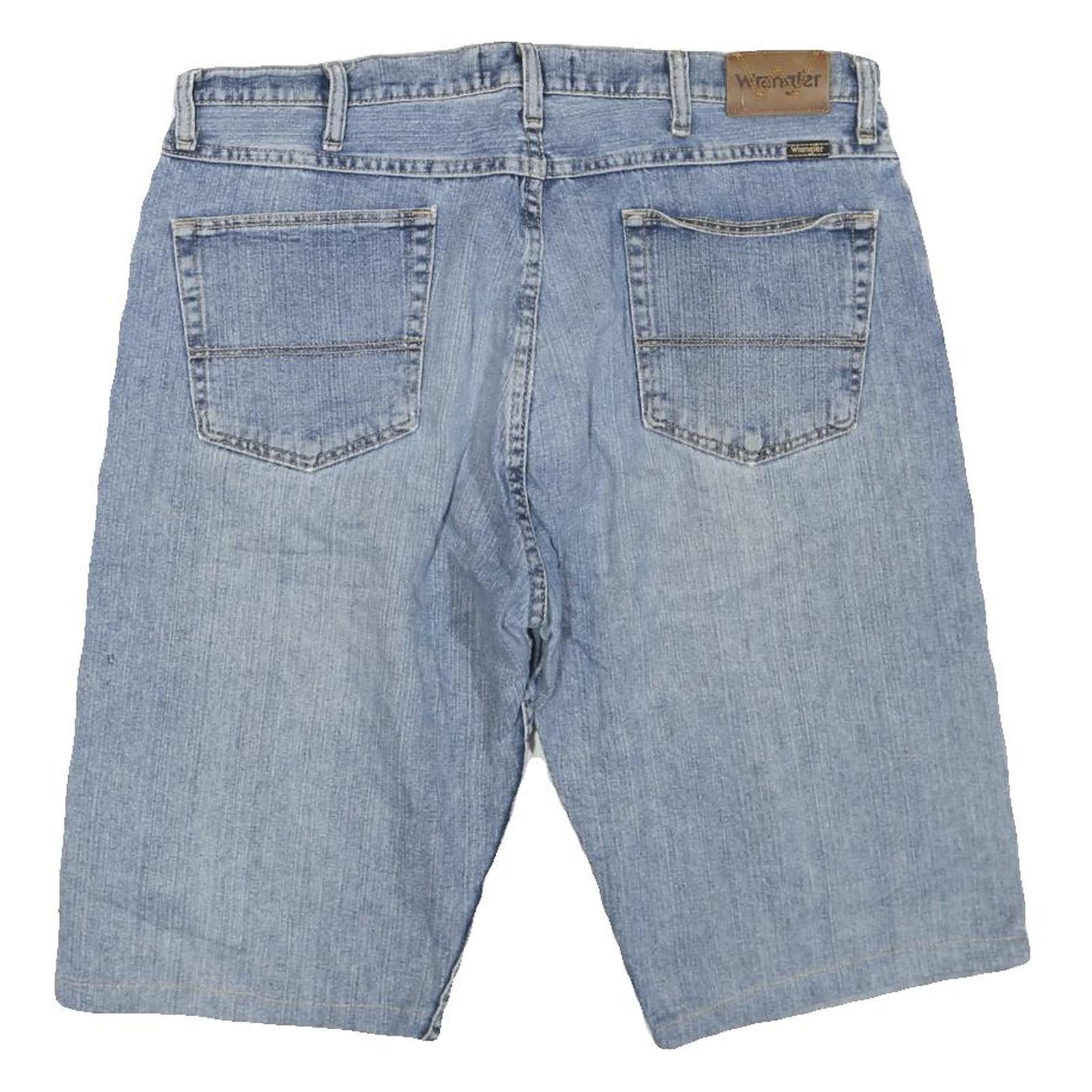 WRANGLER Mens Denim Blue Casual Shorts L W38 Cotton Blend Zip Closure