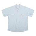 PRO MODA Mens Light Blue Cotton Blend Short Sleeve Shirt L Pockets Casual