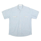 PRO MODA Mens Light Blue Cotton Blend Short Sleeve Shirt L Pockets Casual