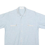 PRO MODA Mens Light Blue Cotton Blend Short Sleeve Shirt L Pockets Casual