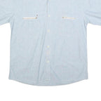 PRO MODA Mens Light Blue Cotton Blend Short Sleeve Shirt L Pockets Casual