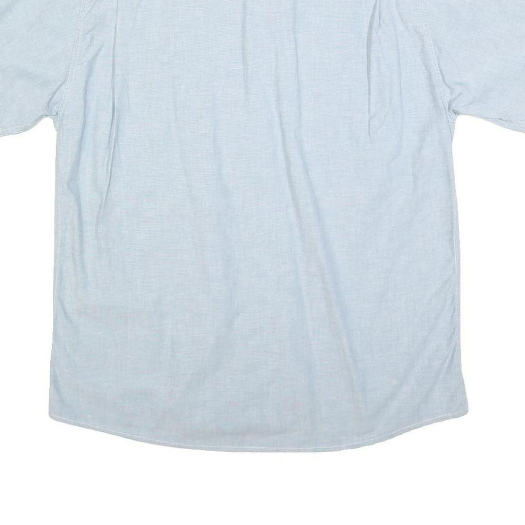 PRO MODA Mens Light Blue Cotton Blend Short Sleeve Shirt L Pockets Casual