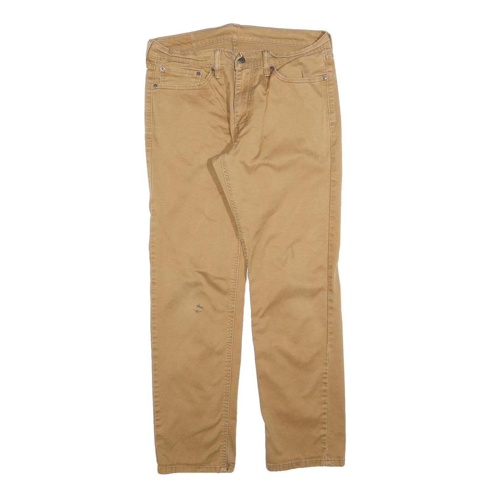 LEVI'S Mens Beige Slim Straight Cotton Blend Trousers W32 L29 Casual Zip