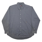 TOMMY HILFIGER Mens Grey Cotton Button-Down Shirt XL Classic Fit Casual
